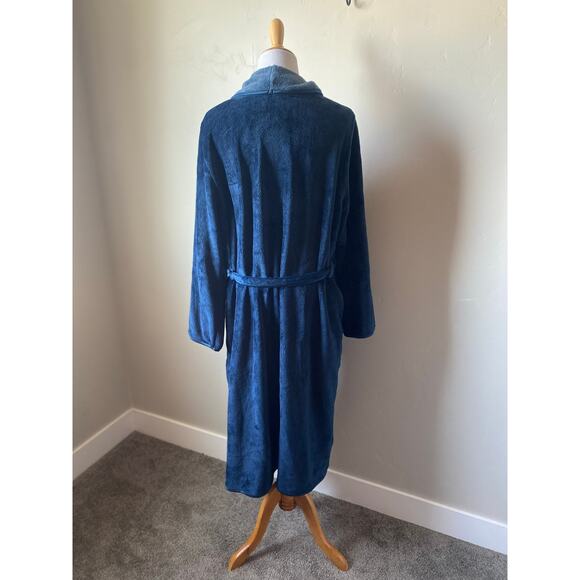 Koolaburra By UGG Womens Blue Cozy Plush Long Sleeve Tie Waist Robe- Size Large - Picture 6 of 9